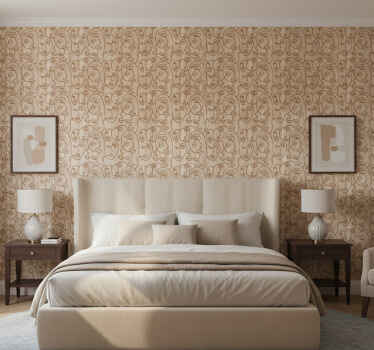 Papel de parede quarto de casal mulheres desenhadas em bege - TenStickers