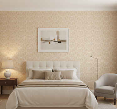 Papel de parede quarto de casal padrão damasco bege - TenStickers