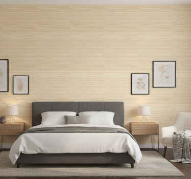 Papel de parede quarto de casal com padrões sutis de madeira - TenStickers