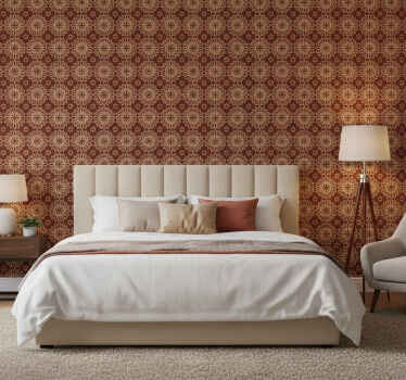 Papel de parede quarto de casal com padrão geométrico - TenStickers