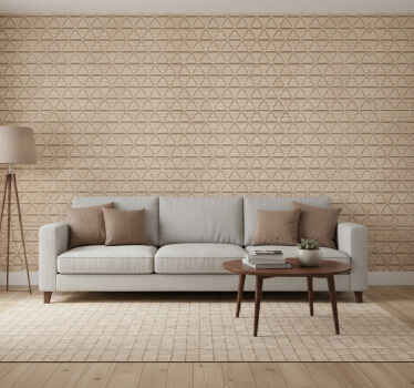 Bedroom wallpaper with wood effect triangle pattern - TenStickers