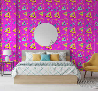 Papel tapiz para recámara formas geométricas retro 80 - TenVinilo