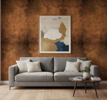 Papel tapiz para recámara diseño retro marrón rectangular - TenVinilo