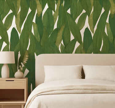 Papel tapiz para pared diseño hoja verde - TenVinilo
