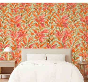 Papel tapiz para pared estilo hojas tropicales coloridas - TenVinilo