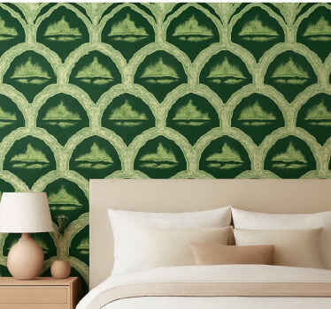 Papel tapiz para pared patrón vintage verde - TenVinilo