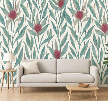 Tapiz para pared patrón de flores rojas - TenVinilo