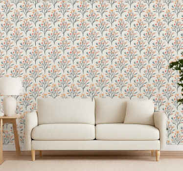 Papel tapiz patrón floral repetitivo - TenVinilo