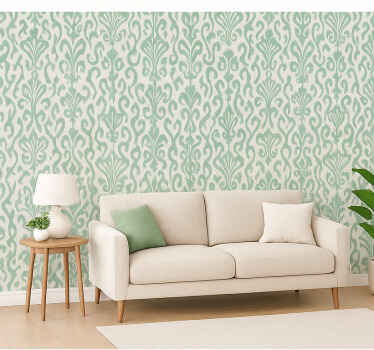 Papel tapiz adornos retro en rosa y verde - TenVinilo