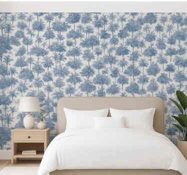 Papel tapiz textil tropical azul - TenVinilo