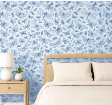 Papel tapiz insectos bonitos azules - TenVinilo