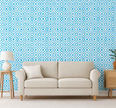 Papeles mural diseño ornamental acuarela azul - TenVinilo