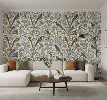 Bomen behang vogels in het bos (b06wd69gpb) - TenStickers