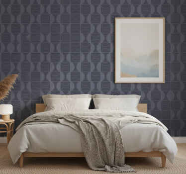 Bedroom wallpaper in blue japandi design - TenStickers