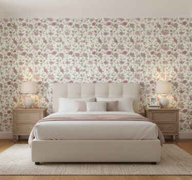Bedroom wallpaper pale pink vintage roses - TenStickers