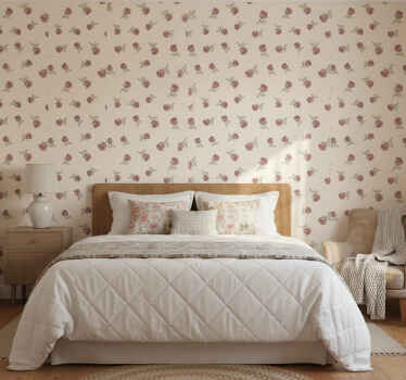 Bedroom wallpaper romantic vintage rose design - TenStickers