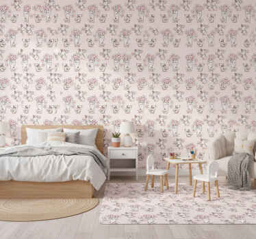 Bedroom wallpaper cats with heart icons design - TenStickers