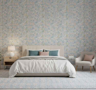 Bedroom wallpaper with elegant 80's floral pattern - TenStickers