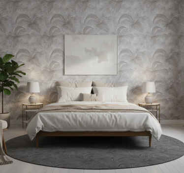 Gray 80's elegant botanical bedroom wallpaper - TenStickers