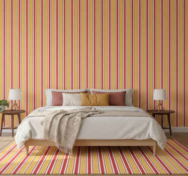 Bedroom wallpaper in warm tones with horizontal stripes - TenStickers