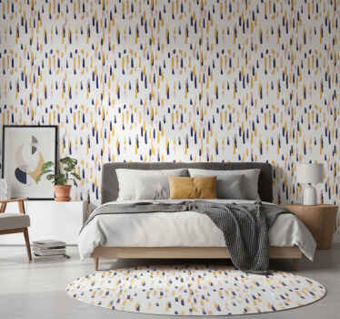 Tapeten schlafzimmer mit modernem muster in blau gelb rosa - TenStickers