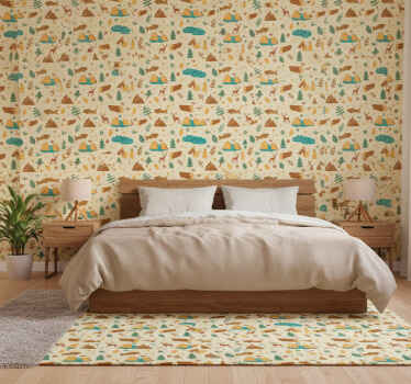 Papel de parede para quarto com acampamento e montanhas - TenStickers