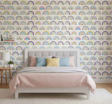 Papel de parede para quarto padrão colorido de arco-íris - TenStickers