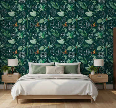 Papel de parede para quarto com animais e árvores coloridas - TenStickers