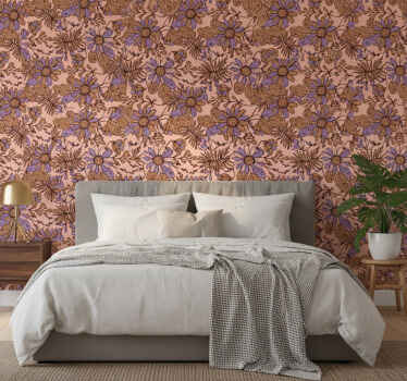 Papel de parede para quarto design floral marrom africano - TenStickers