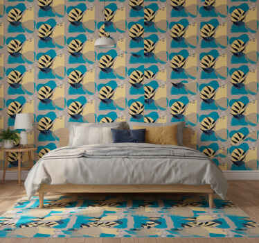 Papel de parede para quarto padrão abstrato azul africano - TenStickers