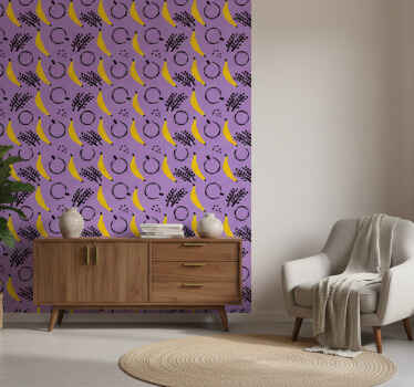 Bedroom wallpaper african style purple banana design - TenStickers