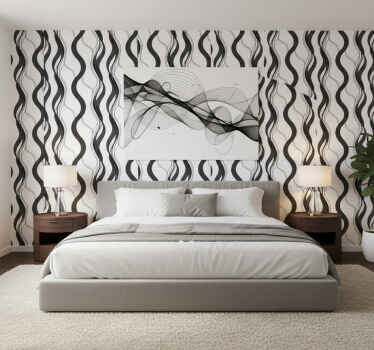 Papier peint chambre adulte motif ondulé noir - TenStickers
