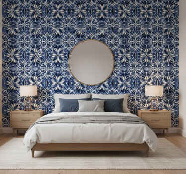 Tapete dunkelblau mit navy stoffmuster (b07zhc7cwb) - TenStickers