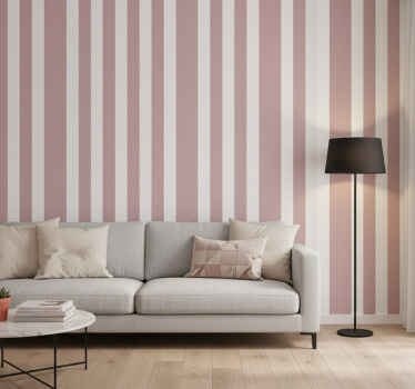 Papel mural rayas verticales rayas rosas y blancas - TenVinilo