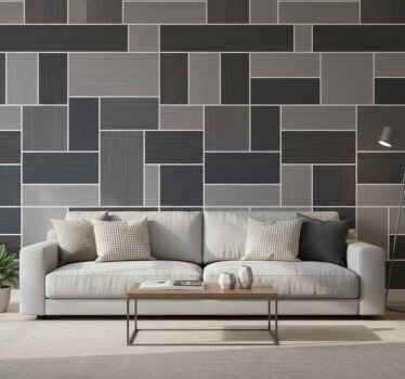 Wood effect wallpaper wooden panels grey - TenStickers
