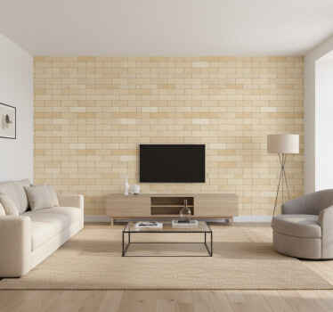 Stone effect wallpaper beige yellow bricks - TenStickers