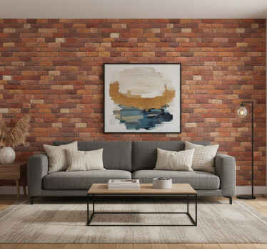 Stone wallpaper red orange stone bricks - TenStickers