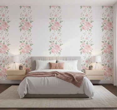 Papier peint floral design floral rose clair - TenStickers
