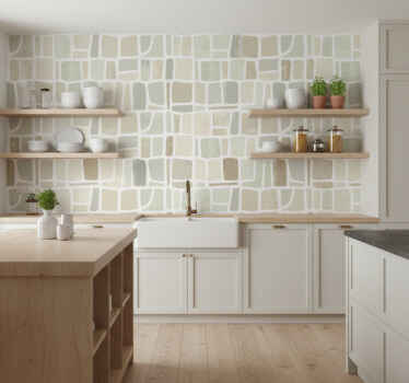 Rustic wallpaper in light geometric patterns - TenStickers