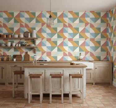 Rustikální tapeta geometrické tvary v jemných barvách - TenStickers