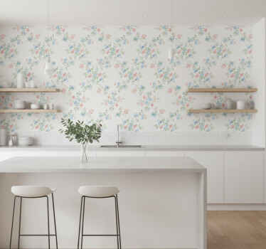 Flower wallpaper small flowers in pale watercolor - TenStickers