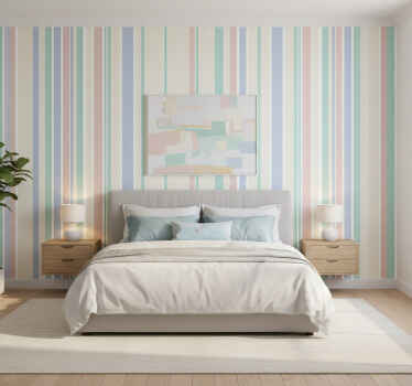 Papel de parede vertical listras pastel claras - TenStickers