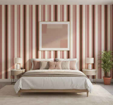 Papel de parede vertical listras rosa e marrom - TenStickers