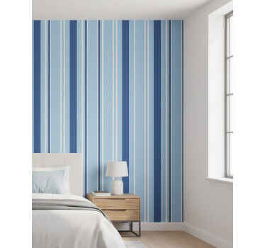 Papel de parede vertical listras azuis claras e escuras - TenStickers