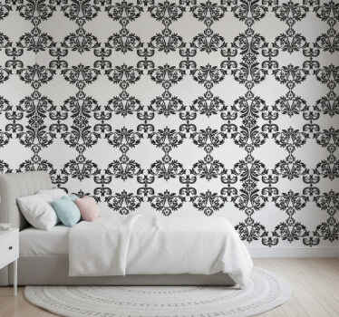 Baroque wallpaper with black damask floral pattern - TenStickers