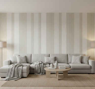 Vertical line wallpaper minimalist cream design - TenStickers