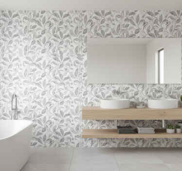 Leaf wallpaper rustic grey foliage - TenStickers