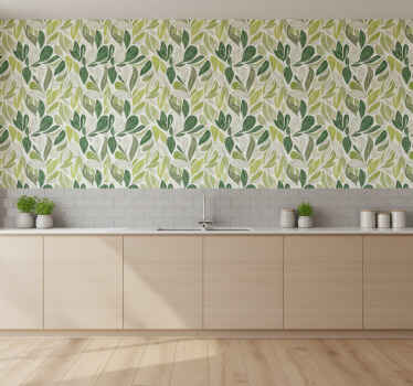Tapeta liście w zieleni i beżu - TenStickers