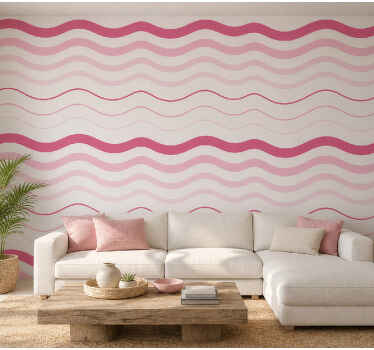 Pink wallpaper ocean waves - TenStickers