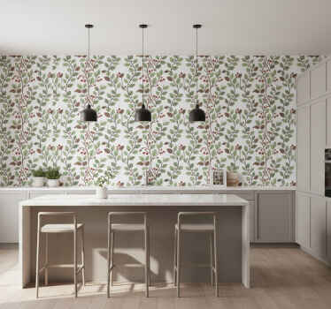 Leaf wallpaper cozy branch - TenStickers